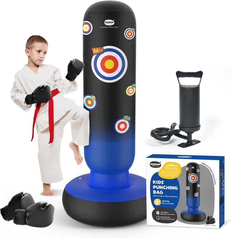 Photo 1 of Kilpkonn Punching Bag for Kids, 67" Inflatable Punching Bag with Gloves and Pump
