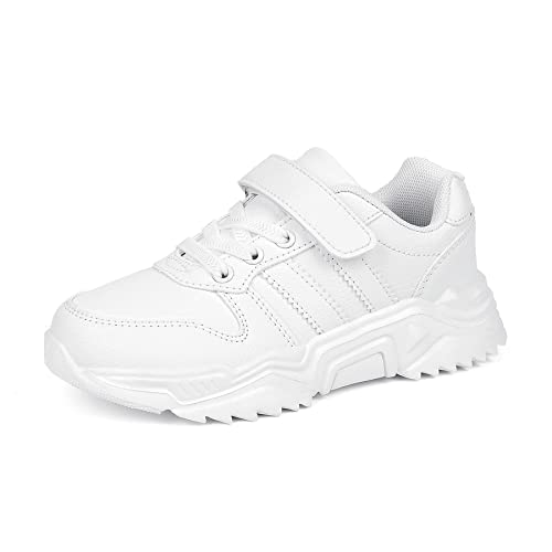 Photo 1 of DVTENI Unisex-Child White Boys Girls Shoes Antiskid Tennis Sneakers Outdoor Casual Kids Shoes Running Shoes(Toddler/Little Kid/Big Kid) 4 Big Kid White
