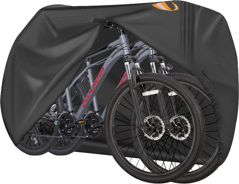 Photo 1 of Comnova Bike Cover for 2 Bikes - Outdoor Bike Covers for Stationary 2 Bikes Waterproof & Heavy Duty, 600D Bicycle Covers for 2 eBike, Mountain Bike, Road Bike, Hybrid Bike, Beach Cruiser Bike Storage
