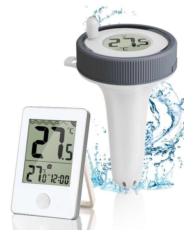 Photo 1 of Outdoor/Indoor Digital Pool Thermometer Wireless Floating Easy Read IP67 Waterproof with Temperature Monitor for Swimming Pool, Bathtubs,Fishbowl,Pond
