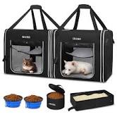 Photo 1 of Petskd Portable Double Cat Carrier 2in1 Cat Car Travel Carrier 36x17x17in Dual Large Cat Carrier with Litter Box Pet Travel Carrier for Multiple Cats Soft Collapsible Carrier for Long Distance Travel