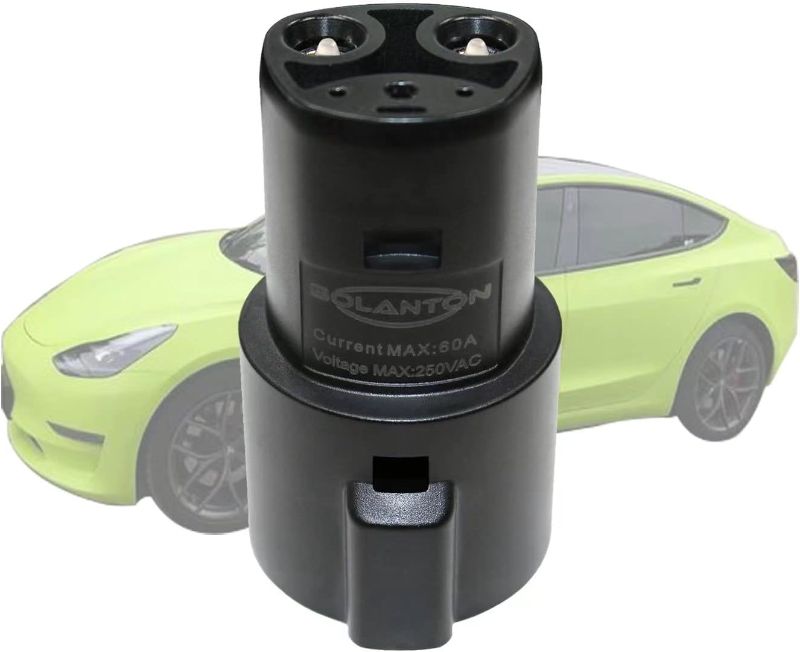 Photo 1 of J1772 to Tesla Charging Adapter Support 60 Amp / 250V AC Compatible with SAE J1772 EV Charger Adapter to Tesla Model 3, Y, S, X Accessories(Black)
