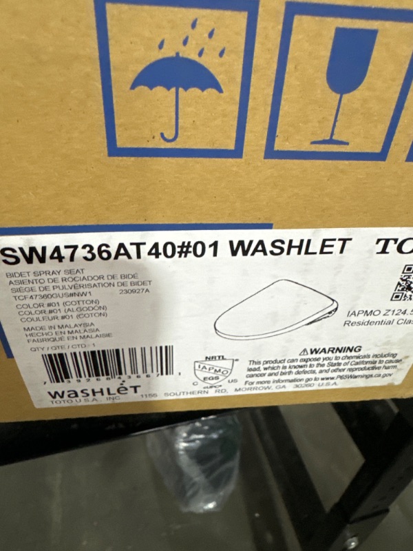 Photo 5 of TOTO SW4736AT40#01 WASHLET+ Electronic Bidet Toilet Seat, Elongated, Cotton White Cotton White Elongated