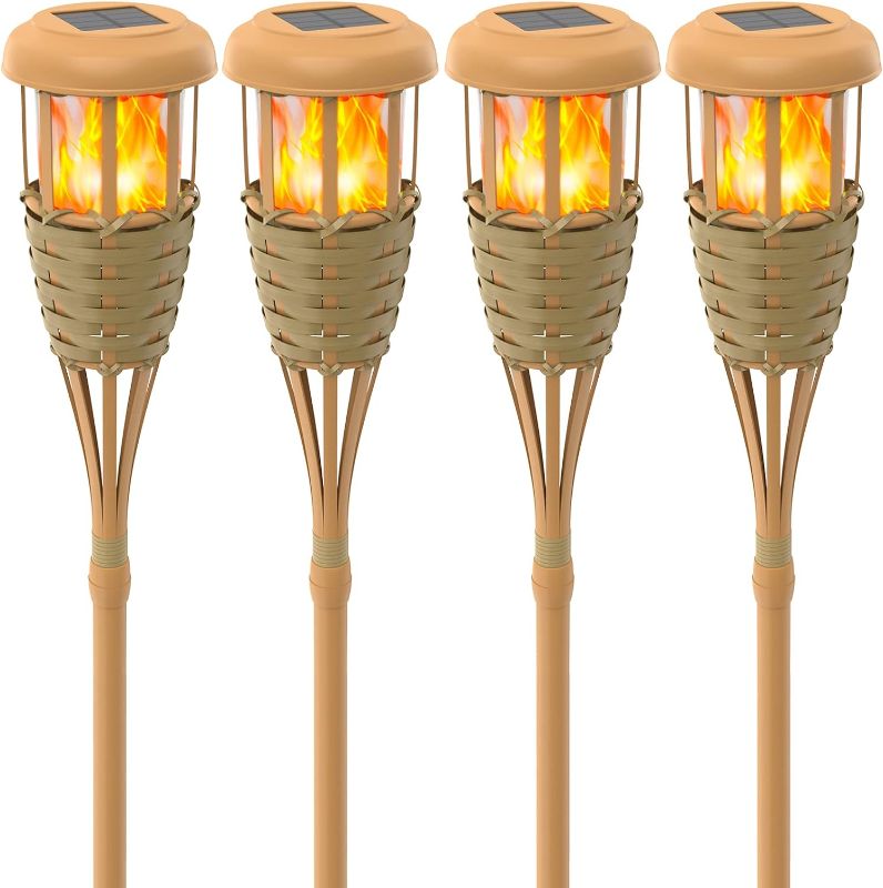 Photo 1 of Solar Outdoor Lights, Solar Torch Lights Outdoor flickeringflame, Outdoor Decorations for Patio Path Yard (4 Pack)
