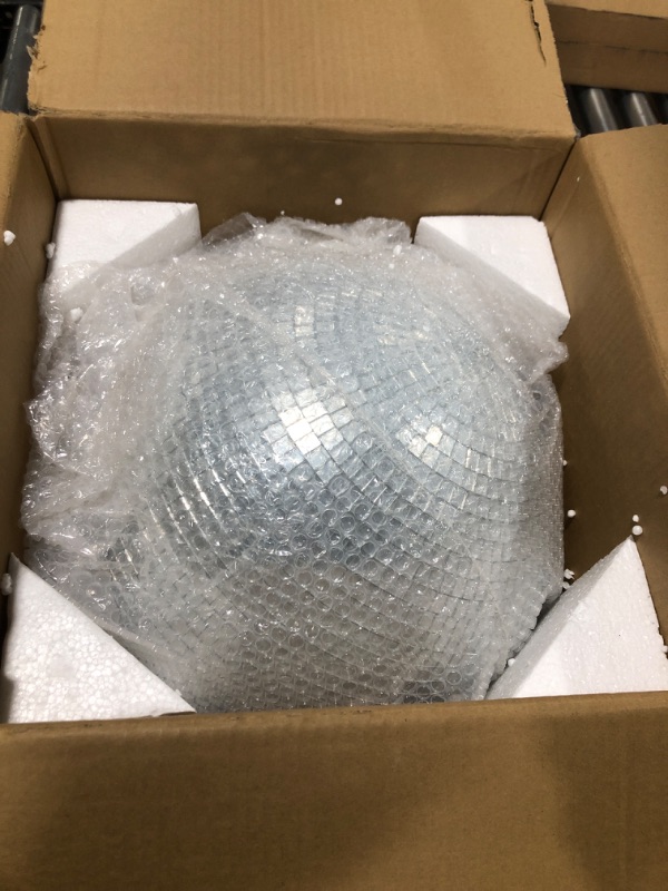 Photo 2 of 16 Inch Large Mirrorball Prop Decorations, Hanging Ring Disco Ball, 70's 80's 90's Silver Rotating Glass for Bar DJ Club Stage Lighting Holiday Easter Party Birthday Wedding Home Business Events