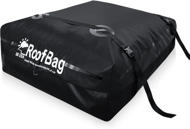 Photo 1 of 13 Cubic RoofBag Car Rooftop Cargo Carrier, Waterproof Roof Bag Top Luggage Storage Carriers for Any Car with/Without Rack Cross Bar Including Anti-Slip Mat + Strong Nylon Straps + Storage Bag

