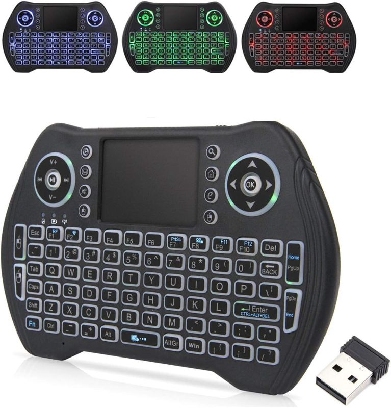 Photo 1 of EASYTONE Backlit Mini Wireless Keyboard with Touchpad Mouse Combo Remote Control with Rechargeable Li-ion Battery and Multimedia Keys for Android TV Box HTPC PS3 Smart TV PC X-Box Linux Windows MacOS
