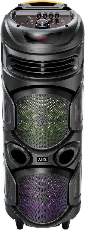 Photo 1 of *FOR PARTS* Audiobox Dual 8" Portable Party PA Speaker P/N ABX-2900R LED Lit RGB 32"Tall
