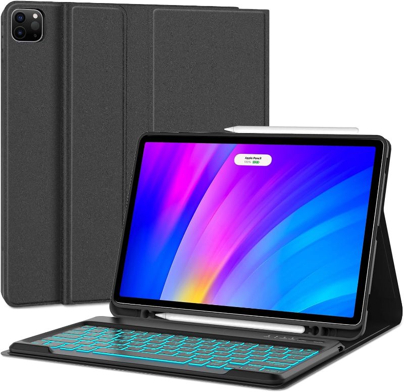 Photo 1 of D DINGRICH iPad Pro 12.9 Case with Keyboard - Magnetically Detachable, Backlit, Type-C, Bluetooth Connection, for iPad Pro 6th/5th/4th/3rd Generation 12.9 inch - Black
