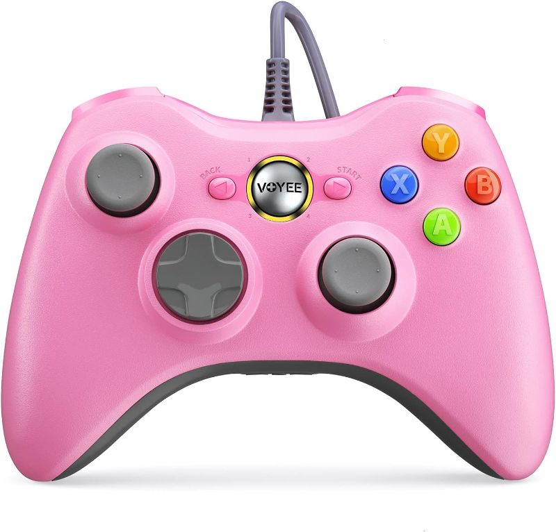 Photo 1 of VOYEE PC Controller, Wired Controller Compatible with Microsoft Xbox 360 & Slim/PC Windows 10/8/7, with Upgraded Joystick, Double Shock | Enhanced (Pink)
