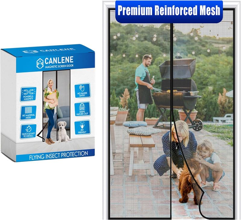 Photo 1 of Magnetic Screen Door Premium Reinforced PET?Vinyl Coated Polyester? Greater Than Fiberglass and Polyester Door Net Easy Install for Sliding Door,Front,Back,Patio,Apartment Door