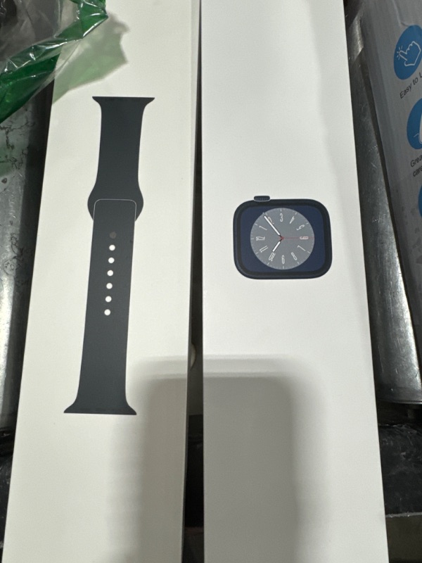 Photo 2 of Apple Watch Series 8 [GPS + Cellular 45mm] Smart Watch w/Midnight Aluminum Case with Midnight Sport Band - S/M. Fitness Tracker, Blood Oxygen & ECG Apps, Always-On Retina Display, Water Resistant 45mm S/M - fits 140–190mm wrists Midnight Aluminium Case w 