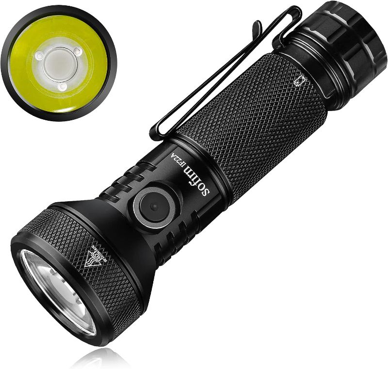 Photo 1 of 77outdoor Rechargeable Flashlight, Sofirn IF22A 2100 High Lumen 690m Max Powerful Thrower Flashlight with SFT-40 LED, TIR Lens, Discharge Output for Hiking (Black)

