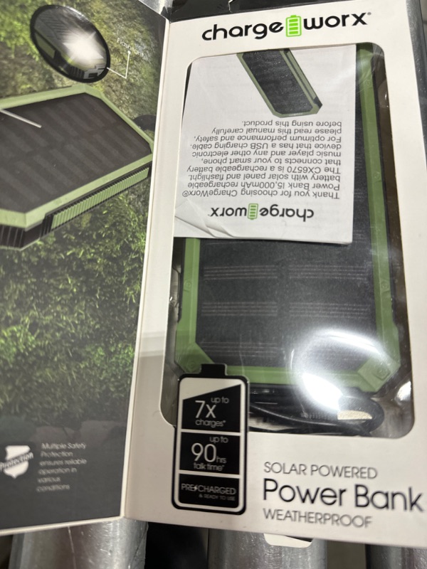 Photo 2 of 15,000mAh Solar Powered Waterproof Power Bank for USB Compatible Devices