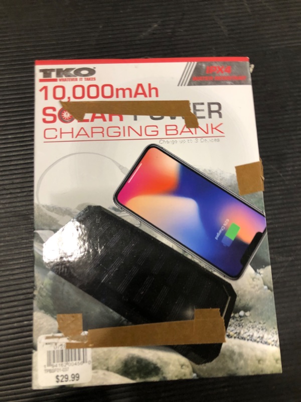 Photo 2 of TKO 10,000 mAh Solar Charging Water-Resistant Power Bank
