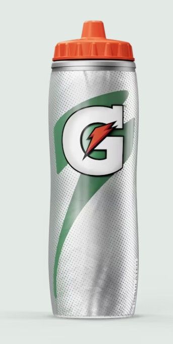 Photo 1 of Gatorade Insulated Squeeze Bottle, Silver, 30oz Thirst Quencher Powder Sticks