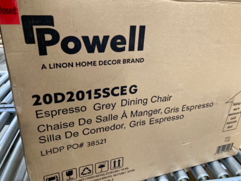 Photo 2 of Powell A LINON HOME DECOR BRAND 20D2015SCEG Espresso Grey Dining Chair Chaise De Salle À Manger, Gris Espresso Silla De Comedor, Gris Espresso