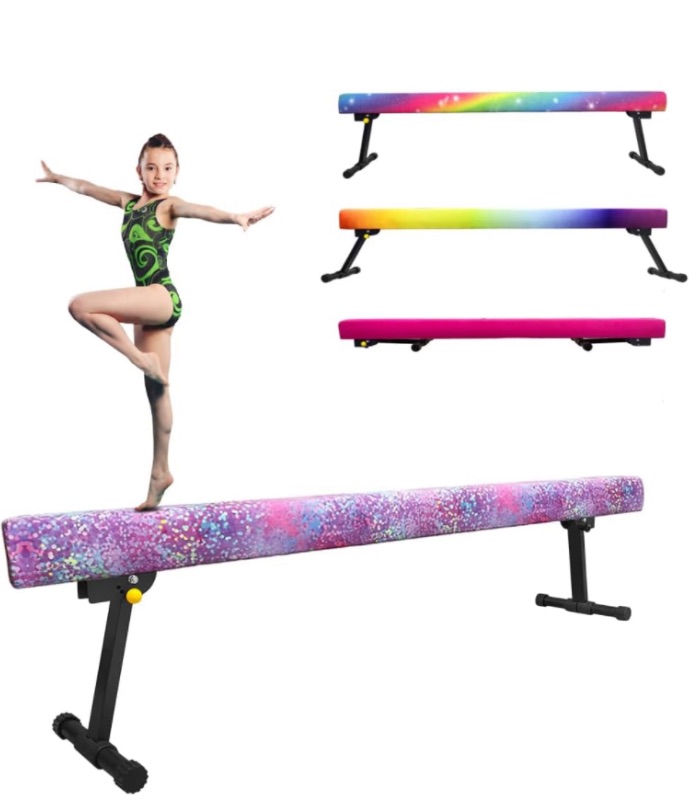 Photo 1 of 8ft Ultrasimple Adjustable&Foldable Balance Beam,High-Low Floor Beam Suede Gymnastics Equipment,No Tool Require, Gymnastics Beam for Training&Professional HomeTraining