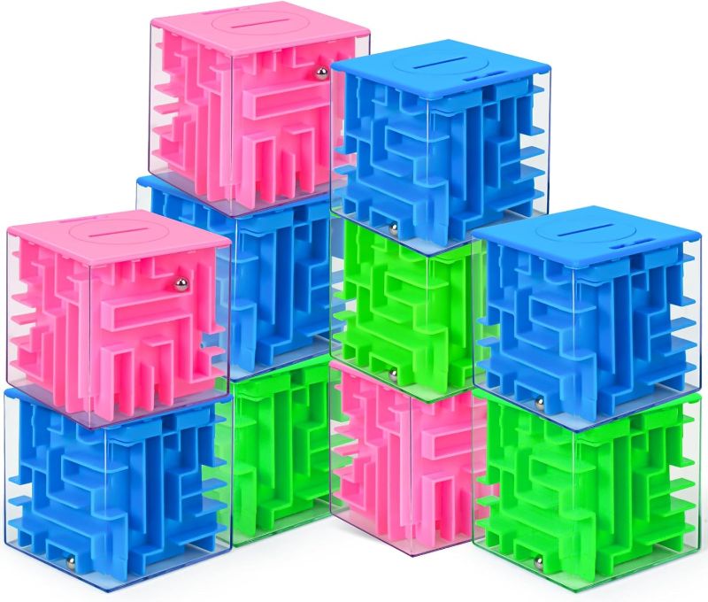 Photo 1 of 10 Pack Money Maze Puzzle Gift Boxes(3 Colors), 3D Mazes Magic Cube Money Puzzle Box Toy Set Brain Teasers for Kids Teens and Adults Birthday Party Favo