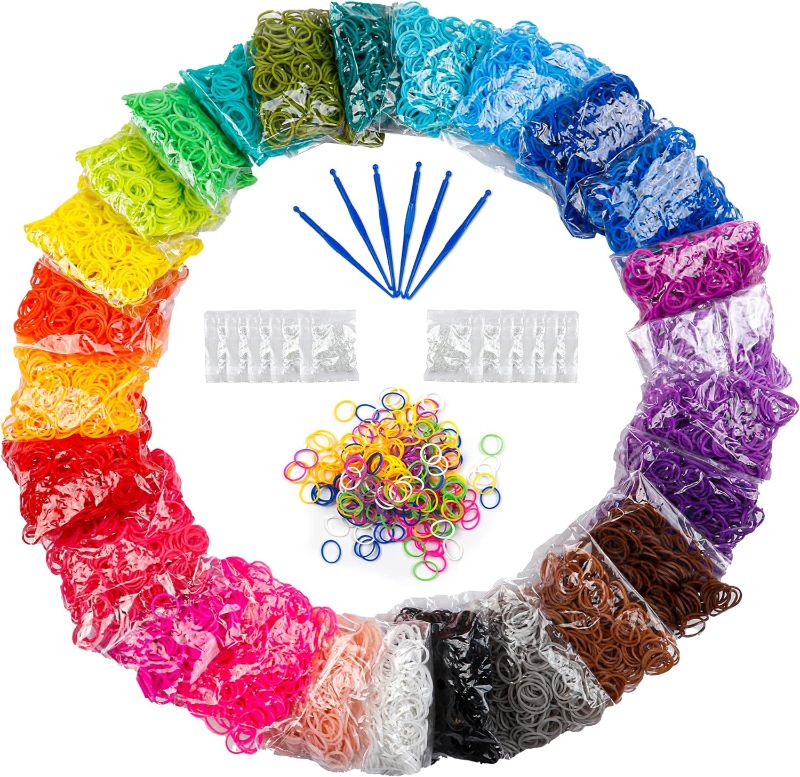 Photo 1 of 12730+ Loom Rubber Bands Refill Kit in 26 Color with 500 Clips,6 Hooks, Premium Bracelet Making Kit for Weaving DIY Crafting Gift