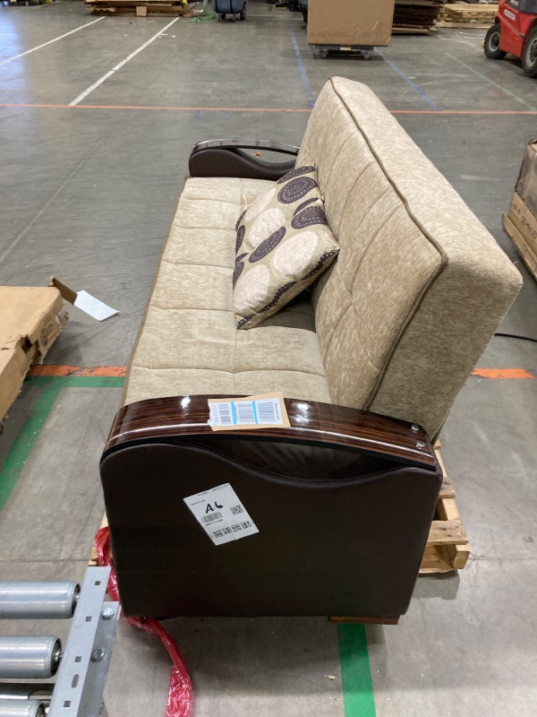 Photo 2 of Beyan Signature Empire Furniture USA LS-Rochester Rochester Collection Convertible Sofa Bed with Storage Space Includes 2 Pillows, Brown **leg missing 