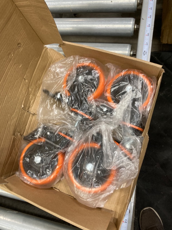 Photo 2 of 4 inch Stem Caster Wheels 2000lbs, Threaded Stem Casters Set of 4 Heavy duty,3/8"-16 x 1"(Stem Diameter 3/8", Stem Length 1"), Safety Dual Locking Caster, Industrial Castor Wheels for Cart,Furniture