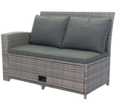 Photo 1 of ** WAS APART OF A SET ** box 1/5 - Only 9-Seat Patio Sectional Conversation Sofa L-Shaped Couch for Garden Backyard, Grey Wicker+Dark Grey Cushion