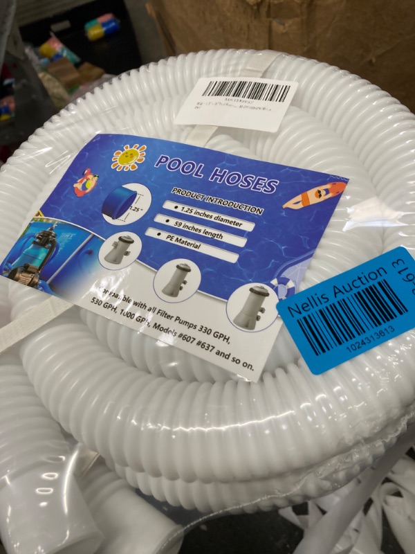 Photo 2 of 1.25" x 59" Pool Hoses for Above Ground Pools Diameter Replacement Hose and Pool Pipe Holders Pool Accessory Compatible with Filter Pumps 330 GPH 530 GPH 1000 GPH (White 2pcs)