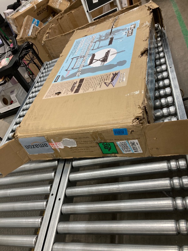 Photo 1 of Rocelco 46" Large Height Adjustable Standing Desk Converter - Quick Sit Stand Up Triple Monitor Riser - Tall Gas Spring Assist Computer Workstation - Retractable Keyboard Tray - Black (R DADRB-46)