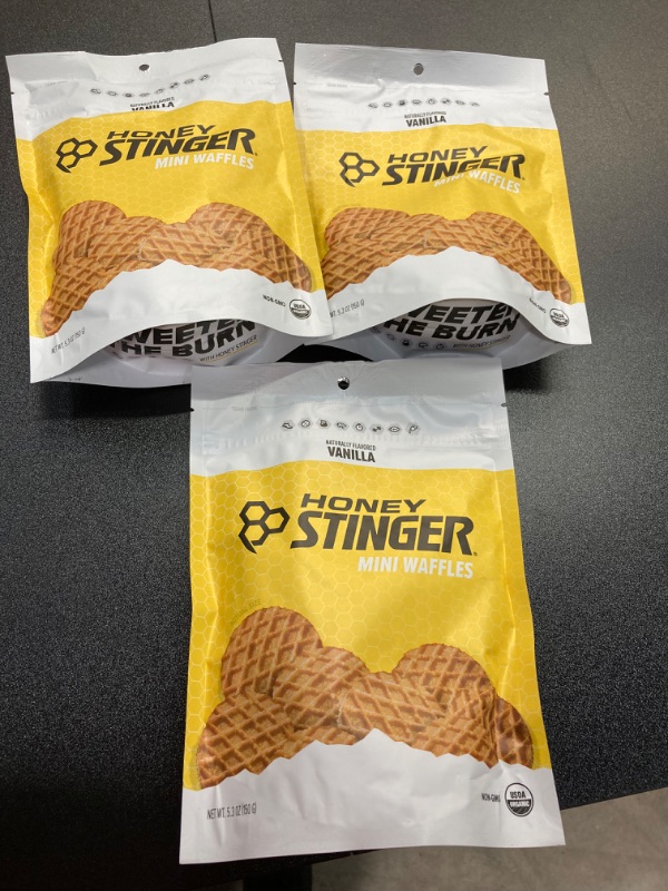 Photo 2 of **3 Pack** Honey Stinger Organic Mini Vanilla Waffles Energy Stroopwafel for Exercise