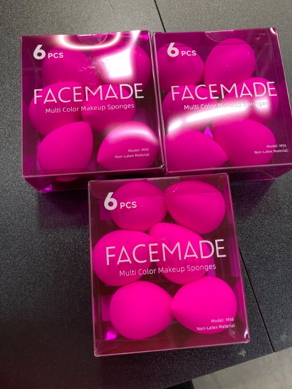 Photo 2 of **3 Pack** 6 PCS Makeup Sponges Set, Makeup Sponges for Foundation, Latex Free Beauty Sponges, Flawless for Liquid, Cream and Powder, Pink