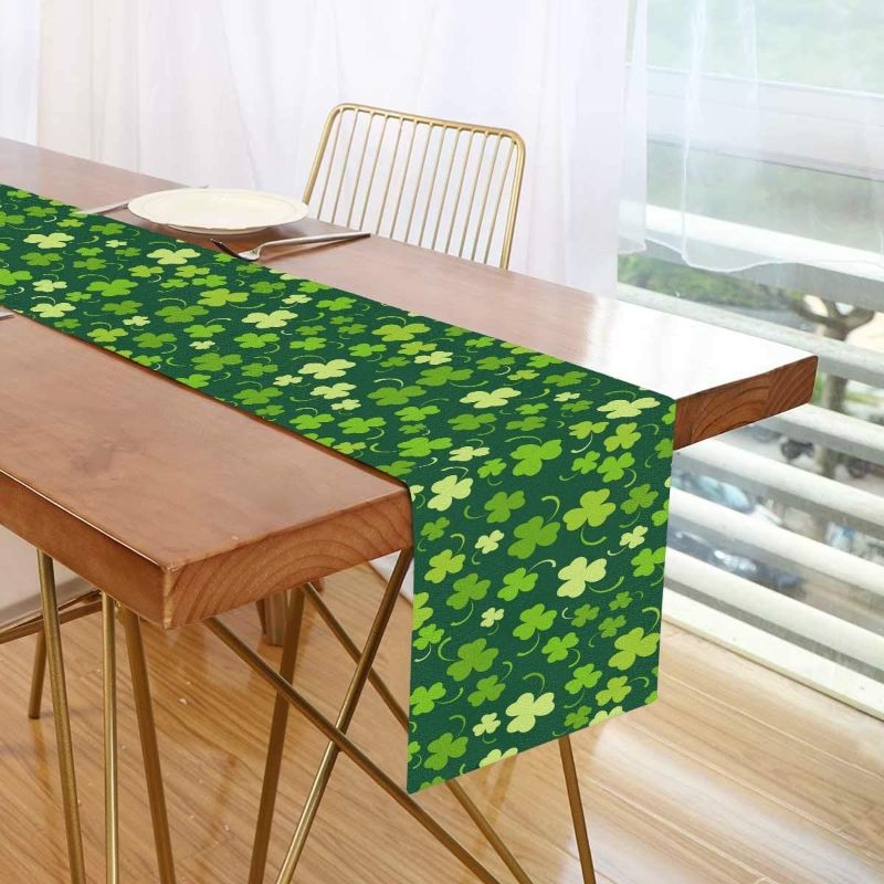 Photo 1 of *** DEISGN VARIES ***  St. Patrick's Day Table Runner, Table Runners Polyester Cotton for Party Event Festival Decoration, 13x90