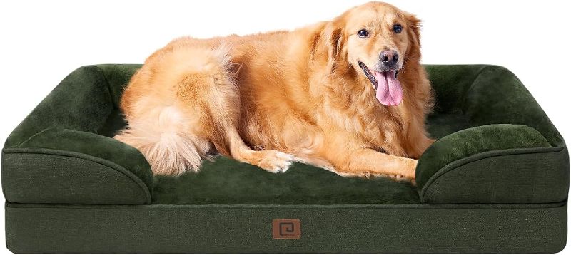 Photo 1 of *** BUNDLE OF 2 *** EHEYCIGA Orthopedic Dog Beds for Extra Large Dogs, Waterproof Memory Foam XL Dog Bed with Sides, Non-Slip Bottom and Egg-Crate Foam Big Dog Couch Bed with Washable Removable Cover, Sage Green