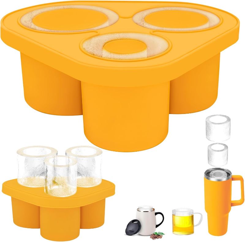 Photo 2 of 2 PACK! Ice Cube Tray for Tumbler, Ice Cube Tray With Lid and Bin for 30-40 oz Tumbler Cup, Freezer, Ice Drink, Juice, Whiskey, Cocktail, 3 Pcs Cylinder Silicone Ice 
