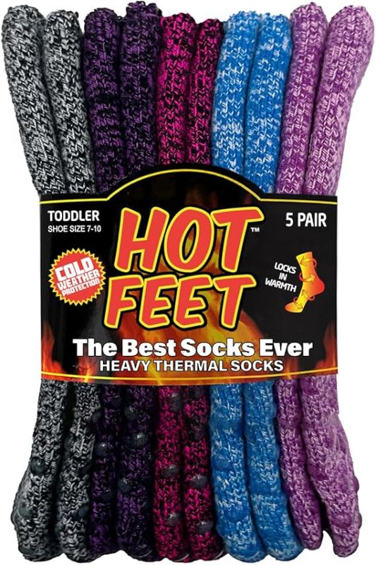 Photo 1 of HOT FEET Toddler Crew Warm Thermal 5/6 Pack Socks Soft Thick Brushing
