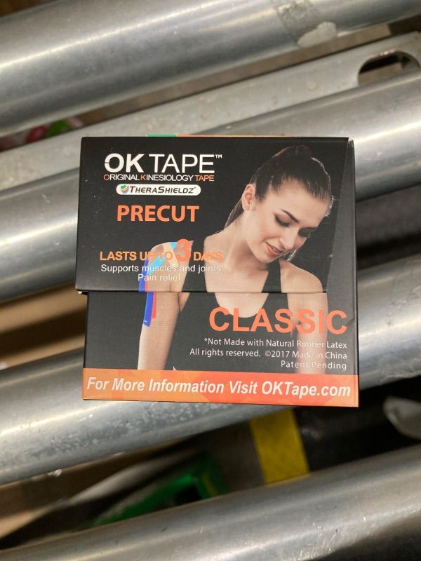 Photo 2 of OK TAPE Sports Kinesiology Tape - 20 Strips Precut Latex Free Waterproof Athletic Tape for Pain Relief