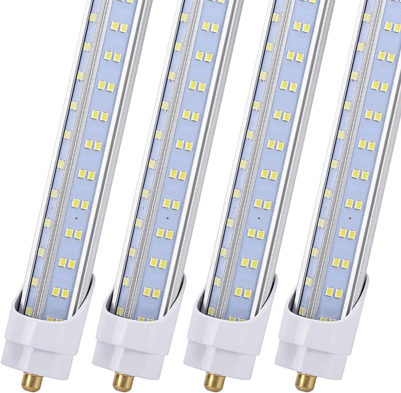 Photo 1 of 10PCS, 8FT LED Bulbs, 5000K 144W 18800LM 8FT Led Shop Light Bulbs, FA8 Single Pin Base V Shaped Clear Cover 8 Foot Led Bulbs, T8 T10 T12 Led Tube Lights Replacement