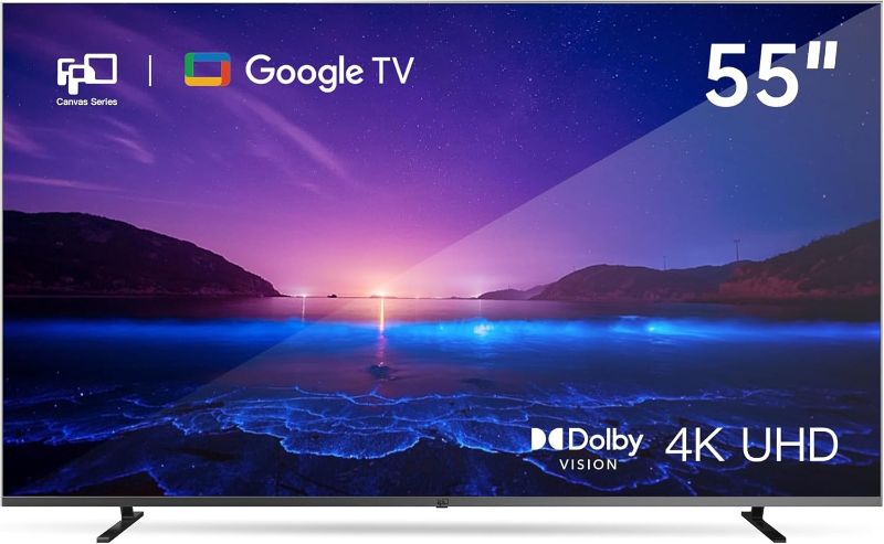 Photo 1 of 55-inch Smart TV Google TV 4K UHD with Google Play and Google Cast Built-in, HDR 10, Dolby Vision Dolby Atmos, MEMC, Voice Remote, Stream Live TV(Canvas-Series, CG55-C1, 2024 Model)
