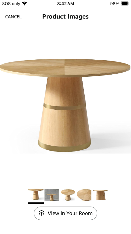 Photo 1 of (((((((NO TOP JUST TABLE BASE))))) Meridian Furniture Hans Collection Modern | Contemporary Round White Oak Wood Dining Table, 47.5" W x 47.5" D x 31" H, Brown