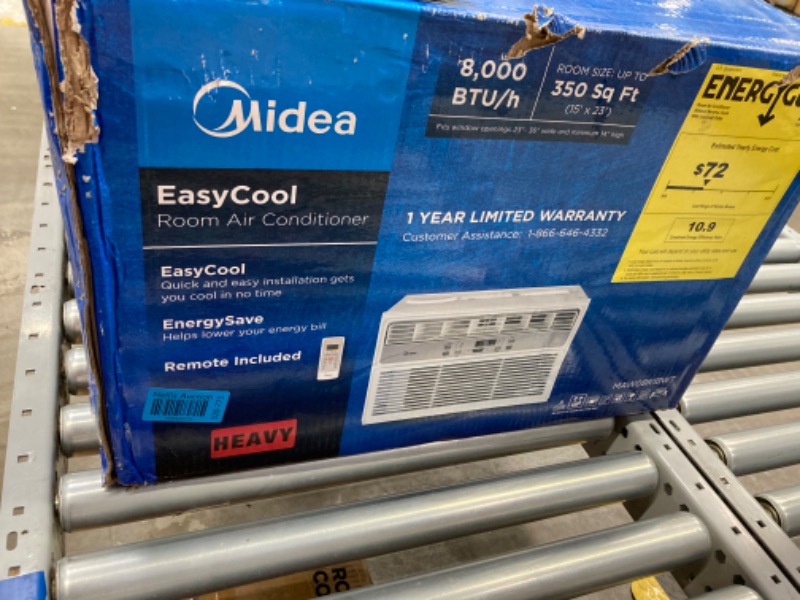 Photo 1 of ***USED, WAS USED IN A HOME WITH A SMOKER*** Midea 8,000 BTU EasyCool Window Air Conditioner, Dehumidifier and Fan - Cool, Circulate and Dehumidify up to 350 Sq. Ft, Reusable Filter, Remote Control, White