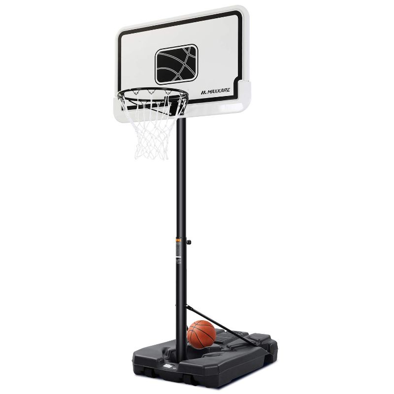 Photo 1 of MaxKare Portable Basketball Hoop System Goals with 44in Backboard, Adjustable Height 7ft. 6in - 10ft. for Adults, Teenagers, with Strong Base Outdoor Game