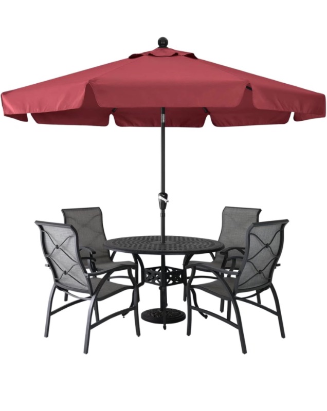 Photo 1 of ABCCANOPY Patio Umbrella 15ft - Outdoor Table Umbrella with Push Button Tilt and Crank, 8 Ribs Umbrella for Patio Pool Garden Deck (Burgundy)