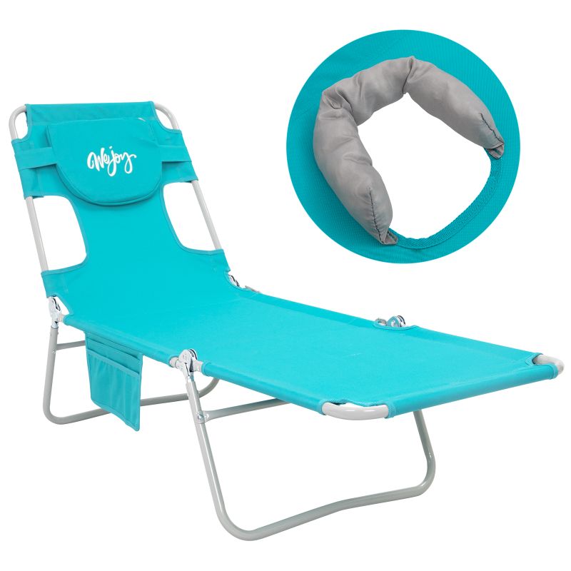 Photo 1 of #Wejoy Beach Lounge Chair Face Down Tanning Chair Adjustable Folding Lawn Chair for Adult(Cyan)