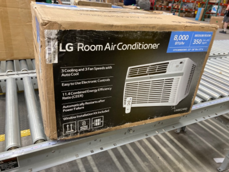Photo 1 of LG 8,000 Window Air Conditioner, 115V, 350 Sq.Ft. (14' x 25' Room Size), Quiet Operation, Electronic Control with Remote, 3 Cooling & Fan Speeds, Auto Restart, 8000 BTU, White 8000 BTU Cool Only 115V White
