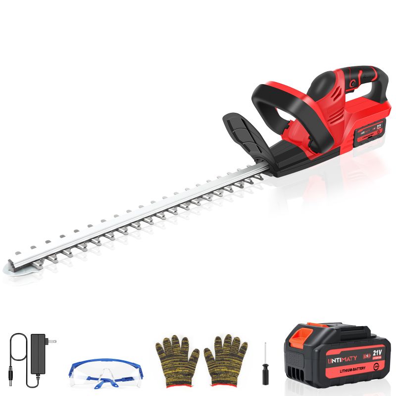 Photo 1 of Cordless Hedge Trimmer, UNTIMATY 21V Rechargeable Hedge Trimmer with 22" Double Action Blade, Double Safety Handle, 3.0Ah Battery & Charger, for Shrub Cutting, Trimming