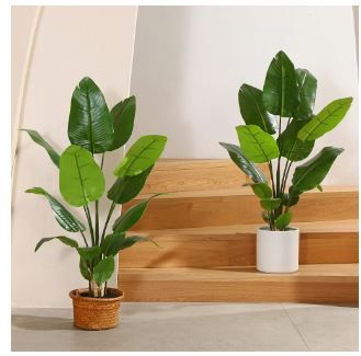 Photo 1 of 2 Pack 3 ft Artificial Bird of Paradise Plant, Tall Fake Plants, Fake Tree of 14 Leaves for Indoor, Faux Plants for Office Home Living Room Floor Patio Greening Porch Decor, Set of 2