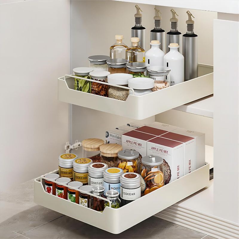 Photo 1 of 
Pull out Cabinet Organizer Fixed with Adhesive Nano Film, Heavy Duty Sliding Basket Organizer Drawer, Pull Out Drawer for Kitchen Under Sink Organizer,...