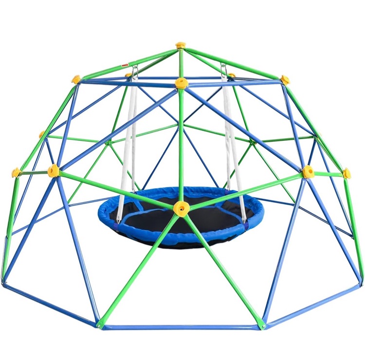 Photo 1 of 10FT Geometric Dome Climber Playground, Climbing Dome Supporting 800LBS with Rust & UV Resistant, Geo Jungle Gym for Kids 3 to 8 Backyard, Much Easier Assembly, Gift for Kids, Blue+Green