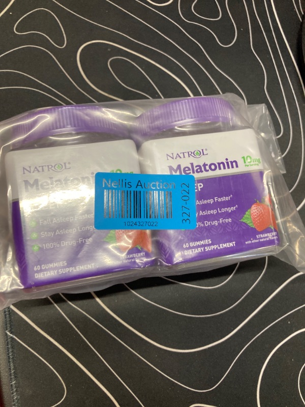 Photo 2 of **2 Pack** Natrol 10mg Melatonin Gummies, Sleep Support for Adults, Melatonin Supplements for Sleeping, 60 Strawberry-Flavored Gummies, 30 Day Supply