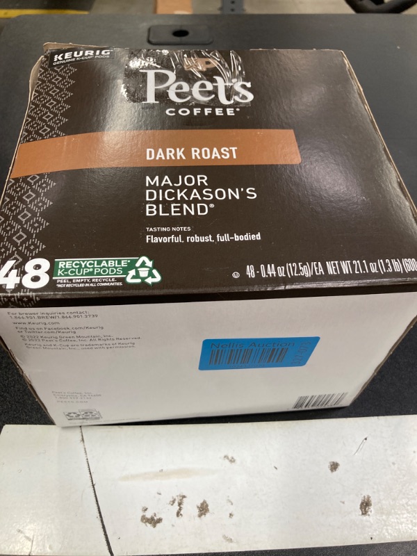 Photo 2 of **Expired 05/25/2024** Peet's Coffee, Dark Roast K-Cup Pods for Keurig Brewers - Major Dickason's Blend 48 Count (1 Box of 48 K-Cup Pods)